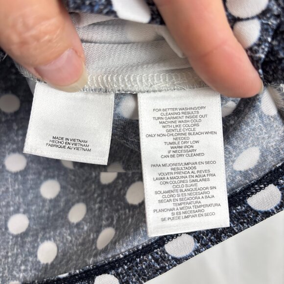 Nine West Sleeveless Polka Dot Blouse Women’s Large Navy/Black White Retro Chic - Picture 10 of 14